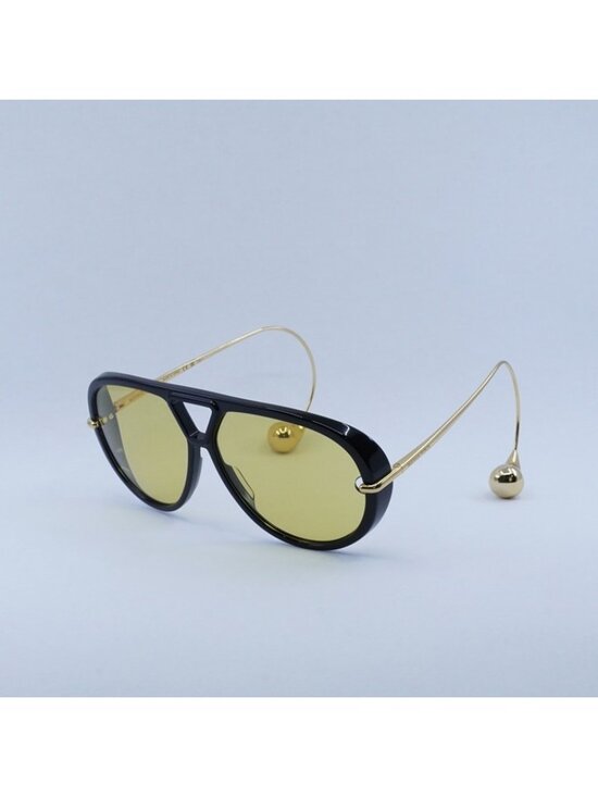 Bottega Veneta BV1273S 003 Sunglasses Black and Gold Geometric Frame, Yellow main image 8
